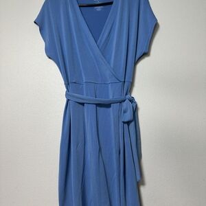 Elegant Blue Wrap Dress